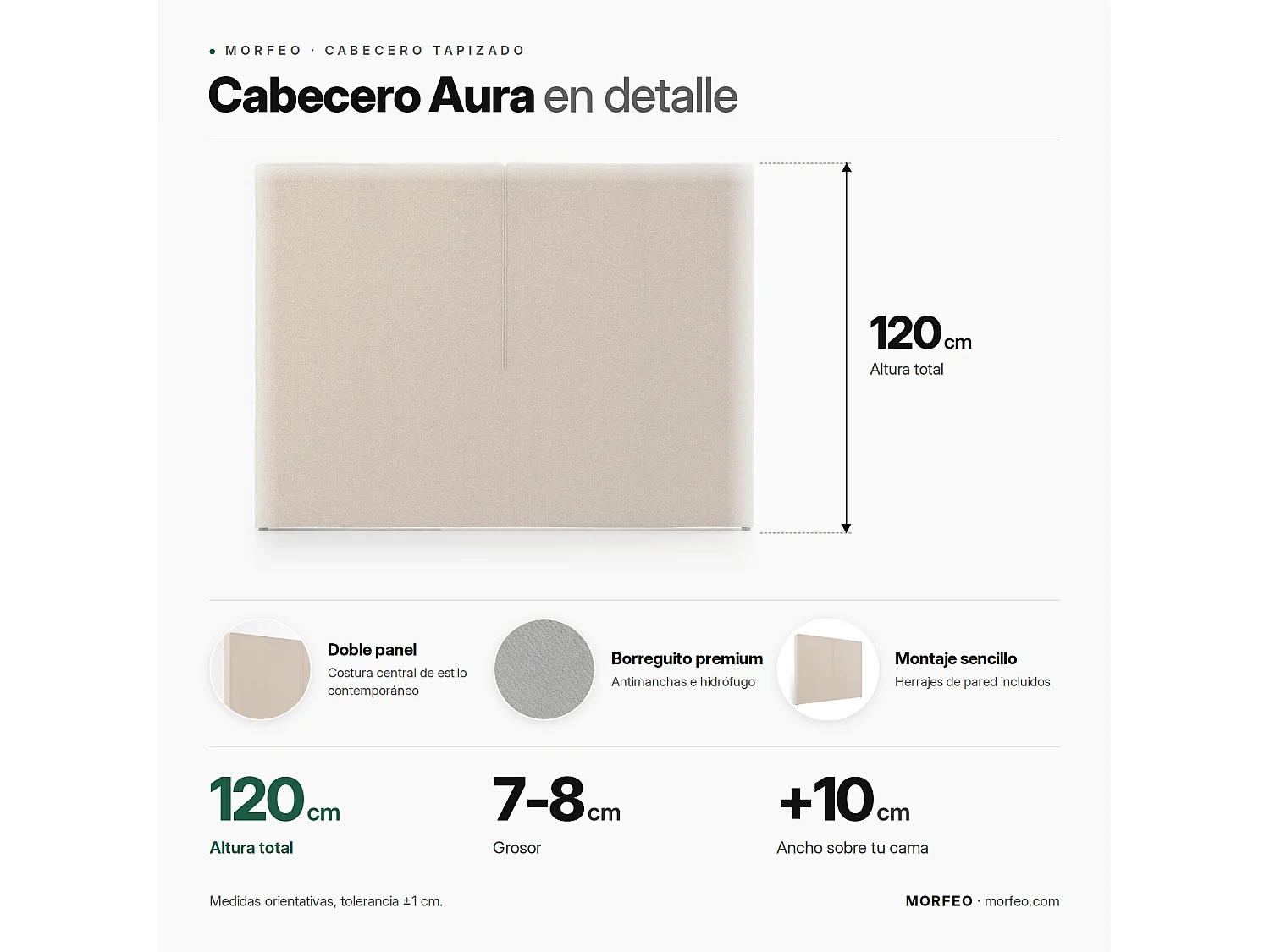 Tête de lit Aura gris – design moderne et minimaliste, protection anti-taches – lit 160 cm – 170x125 cm