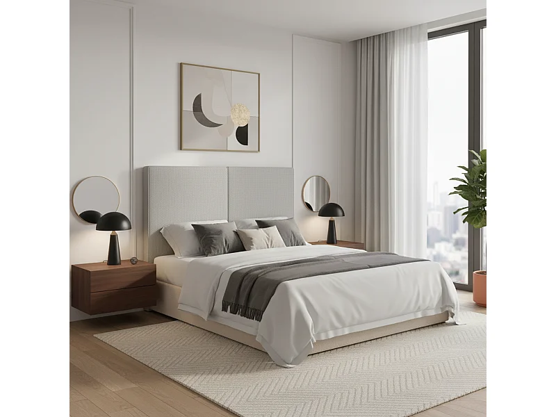 Cabecero Aura gris – diseño moderno y minimalista, protección antimanchas – cama 160 cm – 170x125 cm