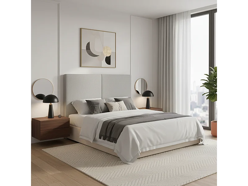 Cabecero Aura gris – diseño moderno y minimalista, protección antimanchas – cama 160 cm – 170x125 cm