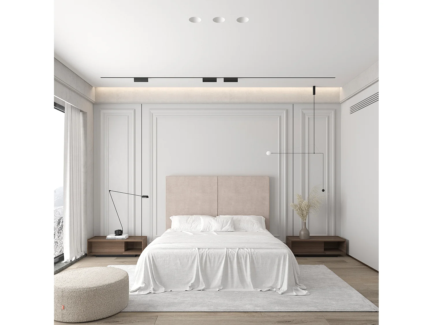 Tête de lit Aura beige – design moderne et minimaliste, protection anti-taches – lit 150 cm – 160x125 cm