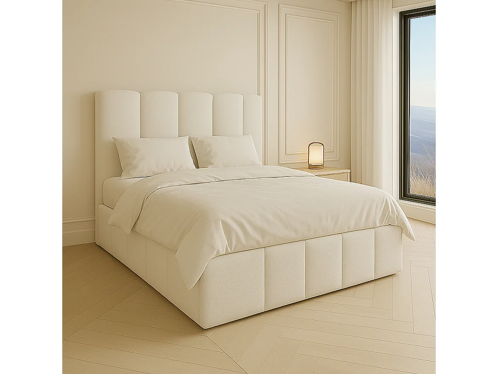 Cabecero tapizado Duna Acolchado color blanco Diseño elegante para cama de 105 cm – 115x140 cm