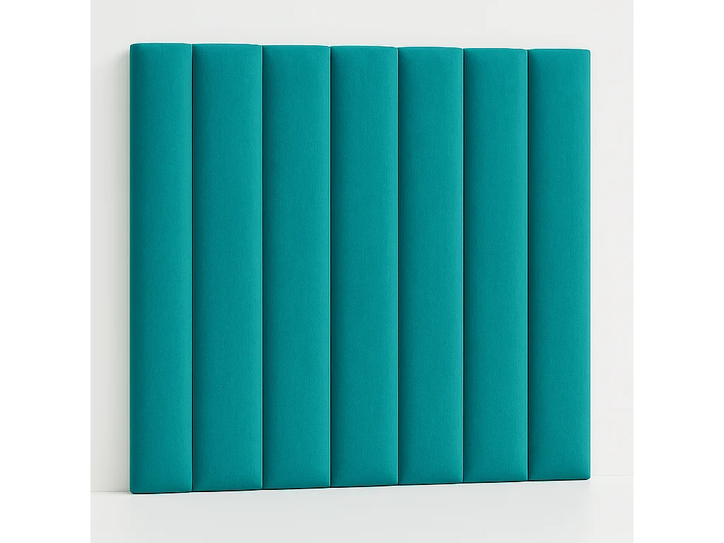 Tête de lit nordique tapissée lignes verticales tissu anti-taches Turquoise pour lit de 200 cm - 210x125 cm