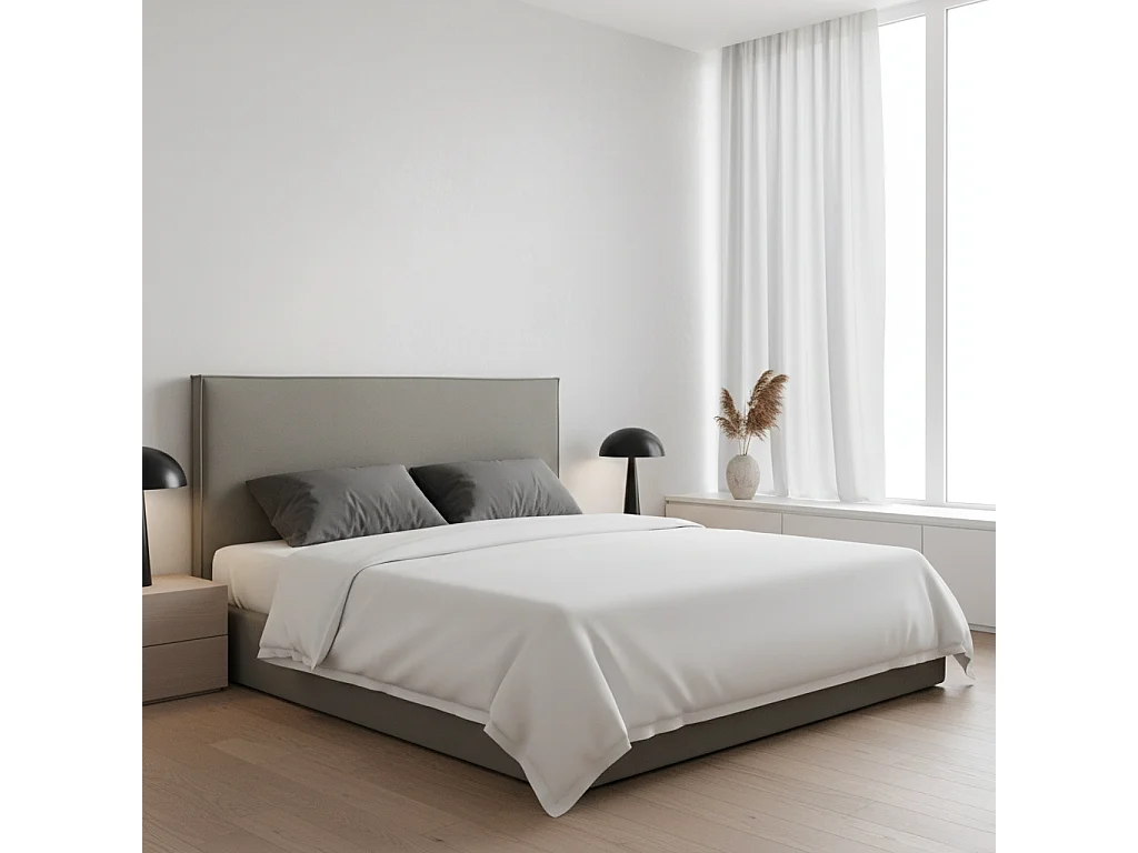 Tête de lit Mox en bois tapissée tissu anti-taches Anthracite. Pour lit de 200 cm - 210x125 cm