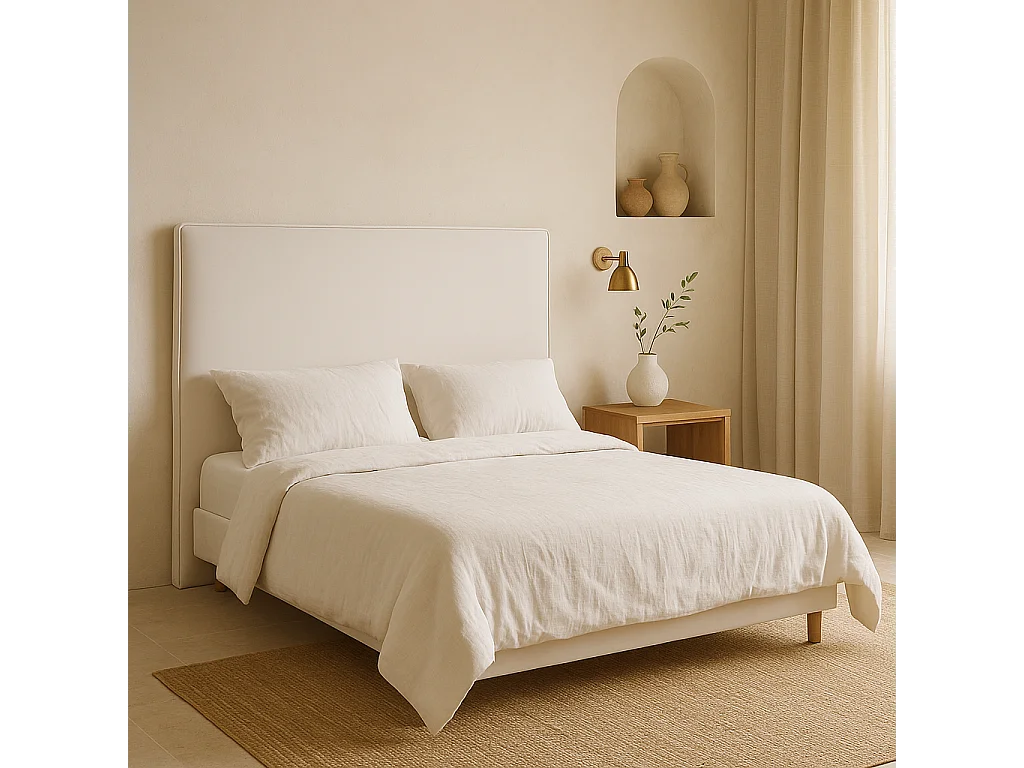 Cabecero Mox de madera tapizado Blanco Tela Antimanchas . Para cama de 160 cm - 170x125 cm