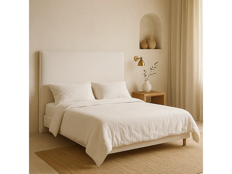Cabecero Mox de madera tapizado Blanco Tela Antimanchas . Para cama de 160 cm - 170x125 cm