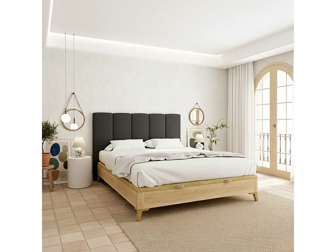 Cabecero tapizado Duna Acolchado color antracita Diseño elegante para cama de 90 cm – 100x140 cm