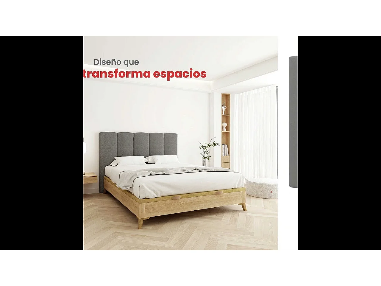 Cabecero tapizado Duna Acolchado color antracita Diseño elegante para cama de 90 cm – 100x140 cm