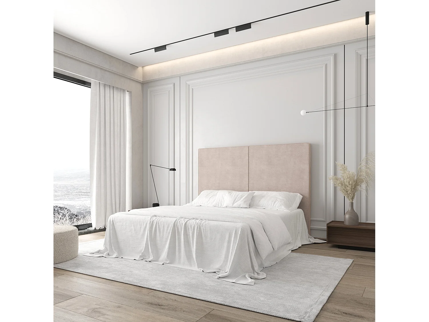 Cabecero Aura beige – diseño moderno y minimalista, protección antimanchas – cama 200 cm – 210x125 cm