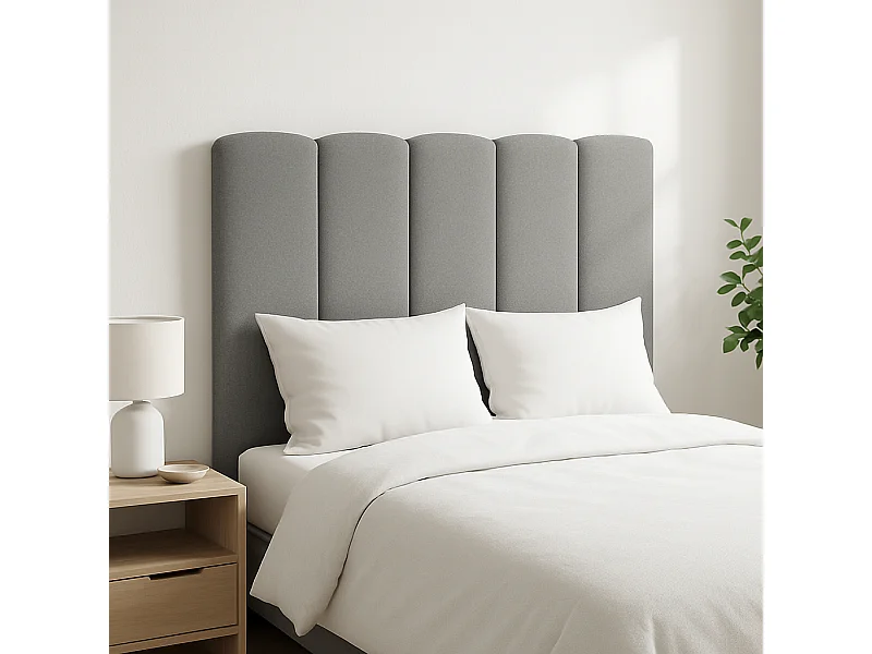 Cabecero tapizado Duna Acolchado color gris Diseño elegante para cama de 140 cm – 150x140 cm