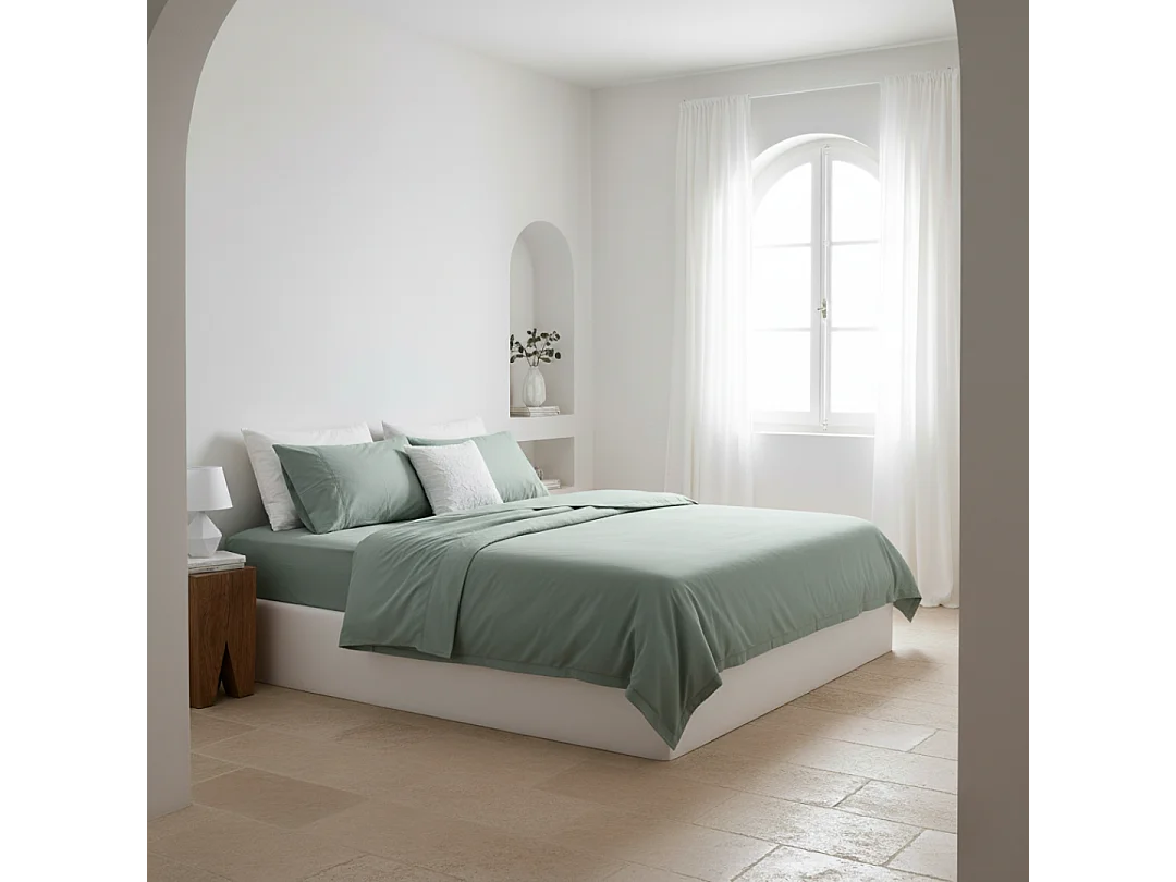 Juego de sábanas ecológicas Verde algodón 100% orgánico 180x190/200 cm