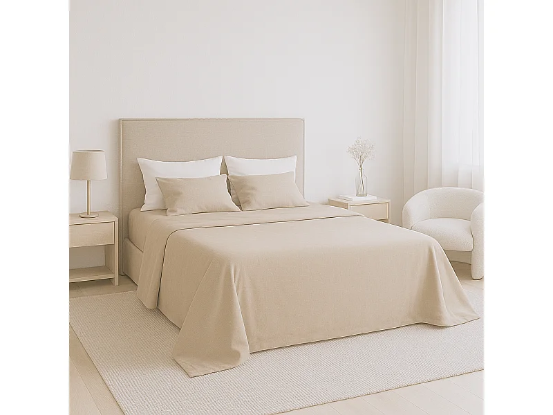 Juego de sábanas ecológicas Beige algodón 100% orgánico 105x190/200 cm