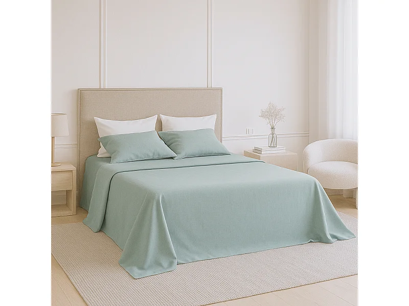 Juego de sábanas ecológicas Verde algodón 100% orgánico 150x190/200 cm