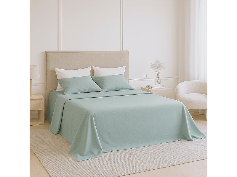 Juego de sábanas ecológicas Verde algodón 100% orgánico 150x190/200 cm