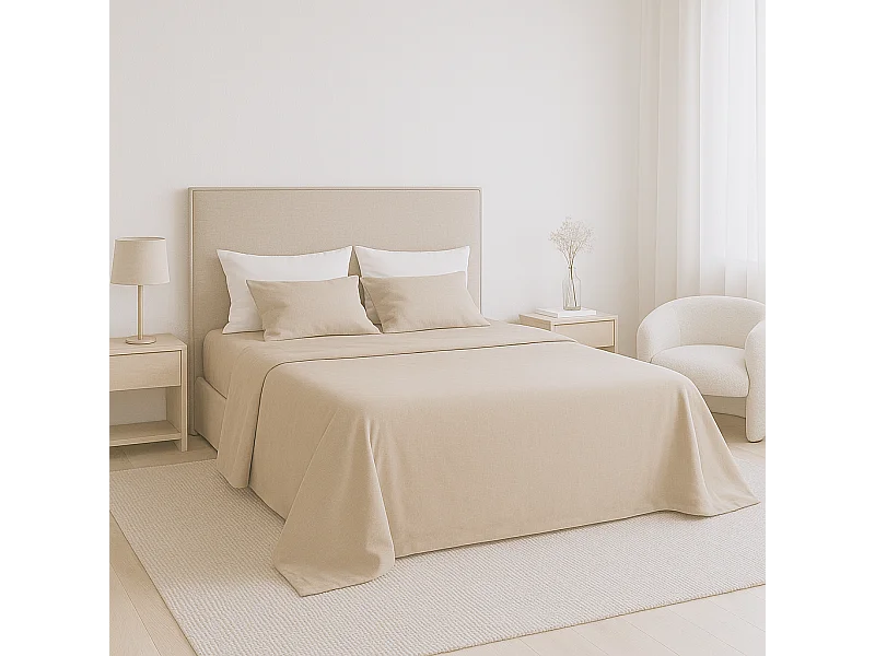 Juego de sábanas ecológicas Beige algodón 100% orgánico 135x190/200 cm