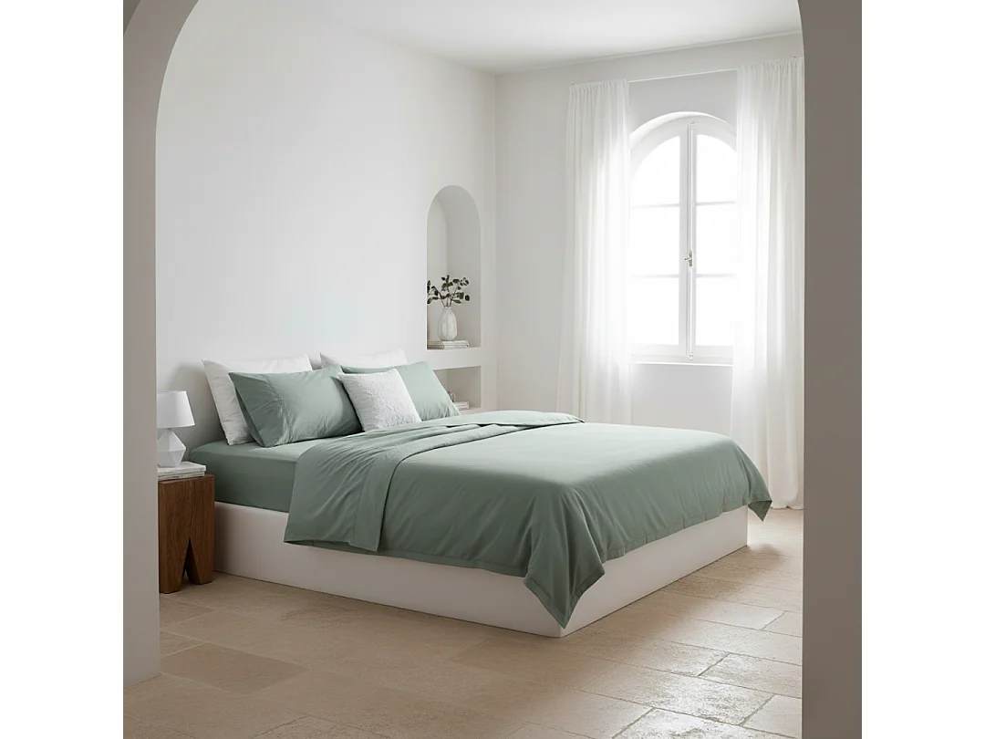 Juego de sábanas ecológicas Verde algodón 100% orgánico 160x190/200 cm