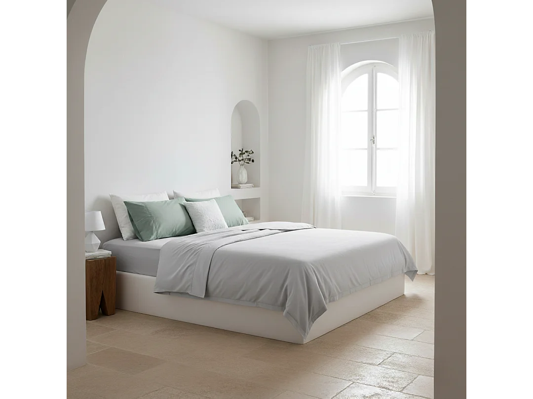 Juego de sábanas ecológicas Gris algodón 100% orgánico 160x190/200 cm