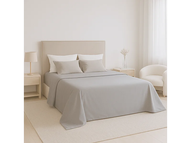 Juego de sábanas ecológicas Gris algodón 100% orgánico 160x190/200 cm