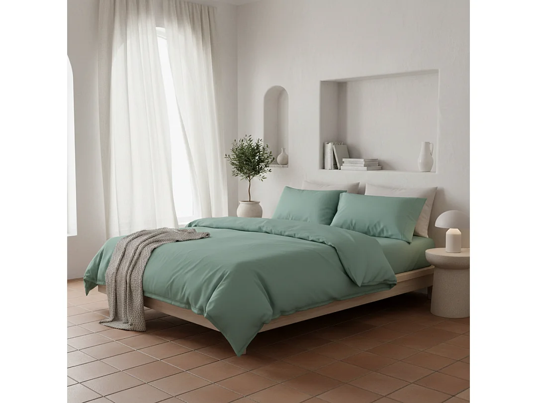 Funda nórdica verde agua 200x190/200 - 100% algodón orgánico premium