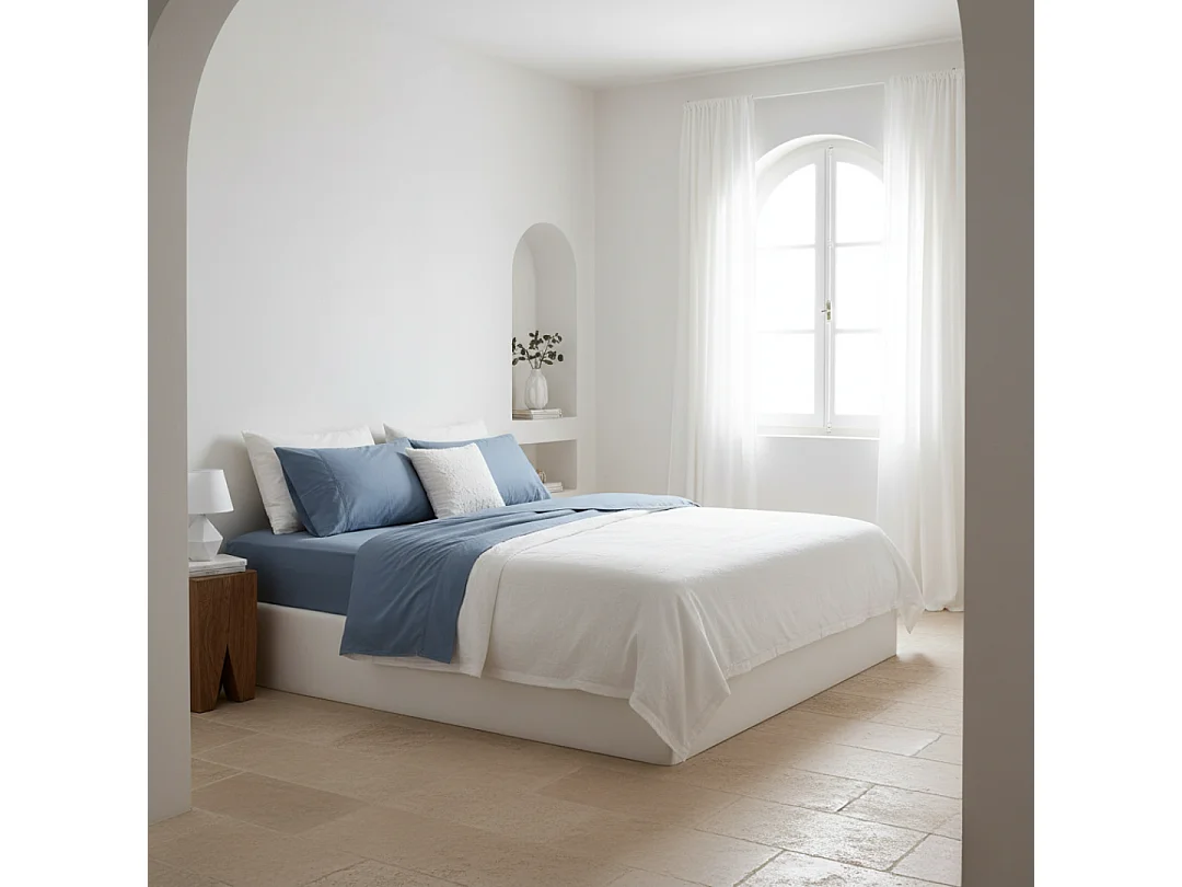 Juego de sábanas ecológicas Azul algodón 100% orgánico 105x190/200 cm