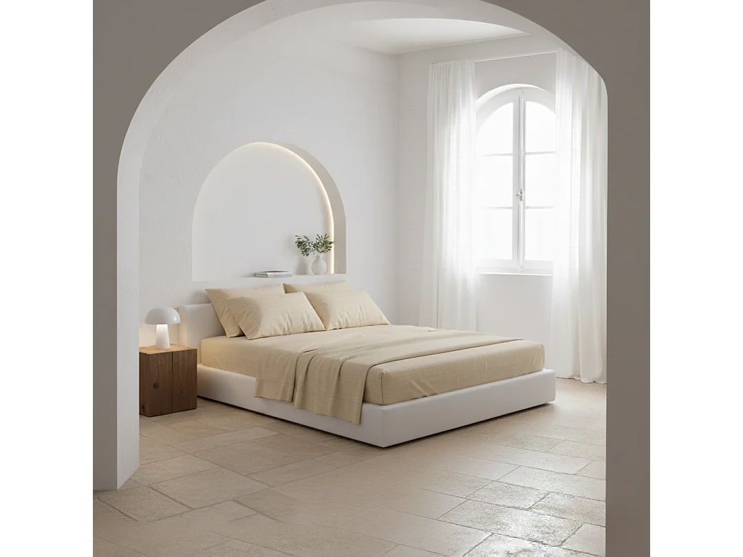 Juego de sábanas ecológicas Beige algodón 100% orgánico 180x190/200 cm
