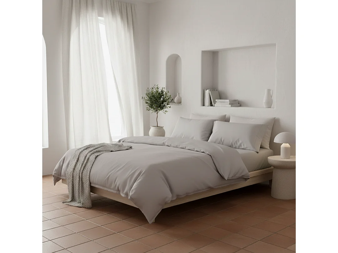 Funda nórdica gris 105x190/200 - 100% algodón orgánico premium