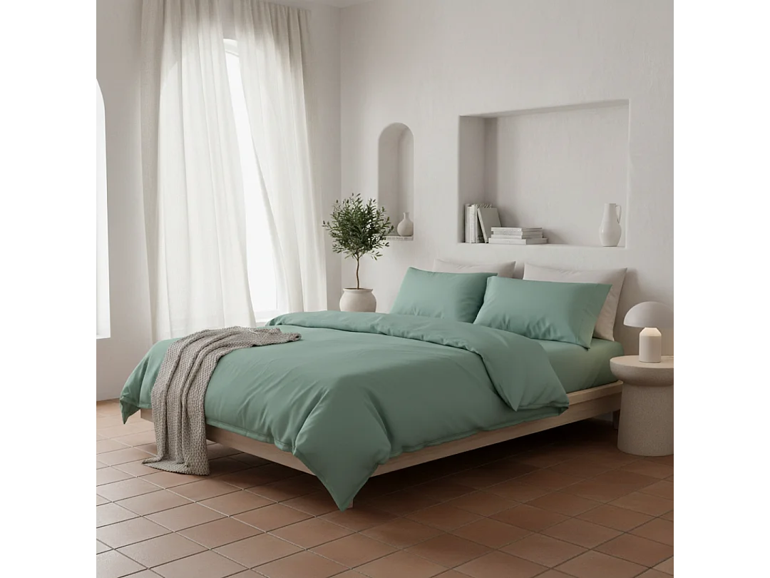 Funda nórdica verde agua 150x190/200 - 100% algodón orgánico premium