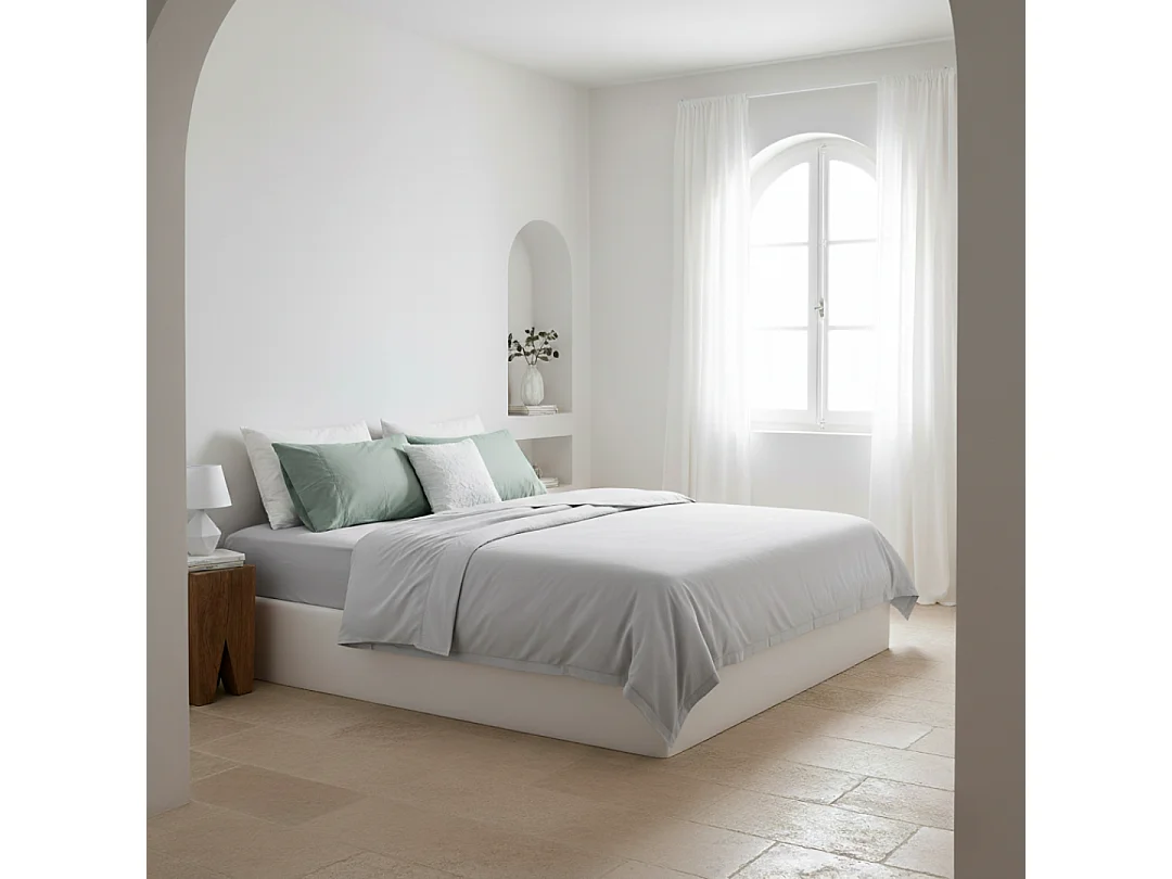 Juego de sábanas ecológicas Gris algodón 100% orgánico 150x190/200 cm