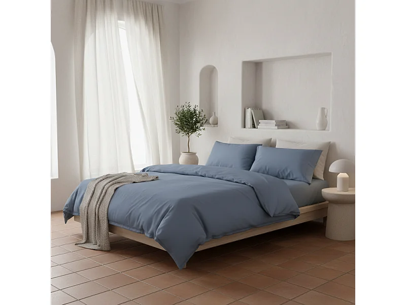 Funda nórdica azul marino 135x190/200 - 100% algodón orgánico premium