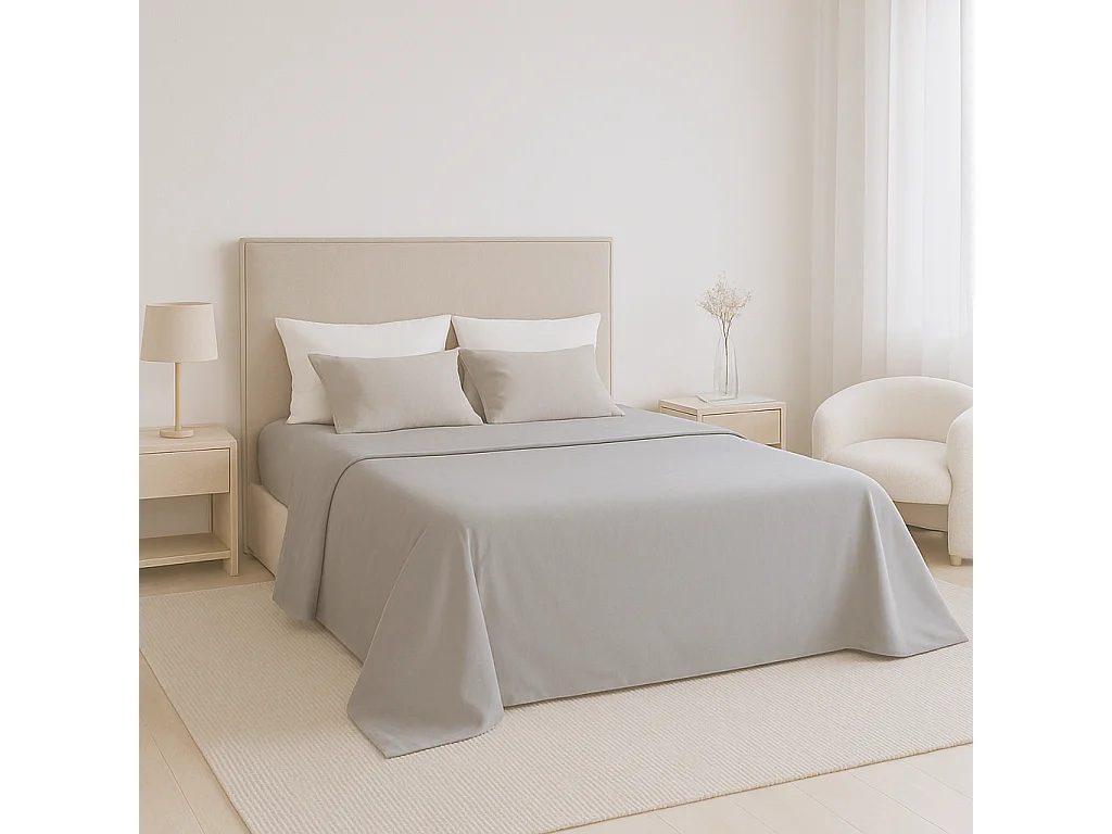 Juego de sábanas ecológicas Gris algodón 100% orgánico 200x190/200 cm