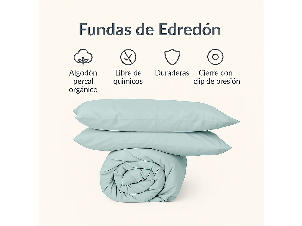 Funda nórdica verde agua 90x190/200 - 100% algodón orgánico premium