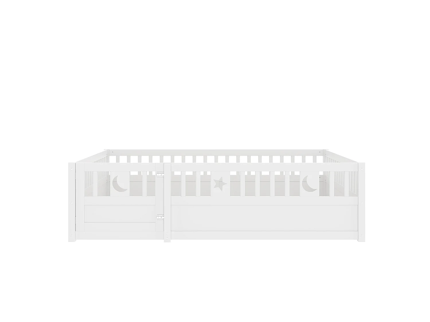 Kinderbedframe - 140 x 190 cm - met leuningen en deur - zonder lattenbodem - hout - wit