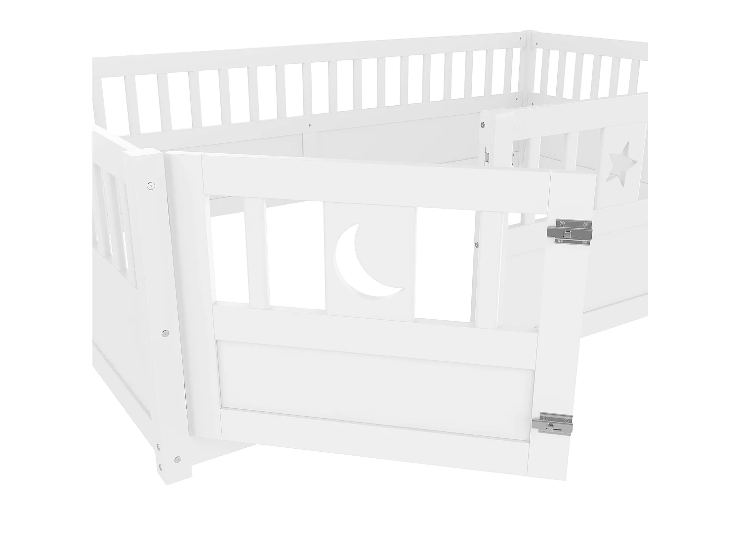 Kinderbedframe - 140 x 190 cm - met leuningen en deur - zonder lattenbodem - hout - wit