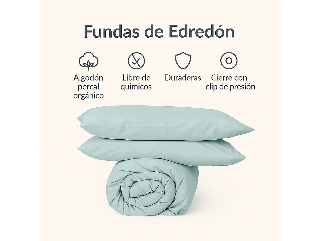 Funda nórdica verde agua 180x190/200 - 100% algodón orgánico premium