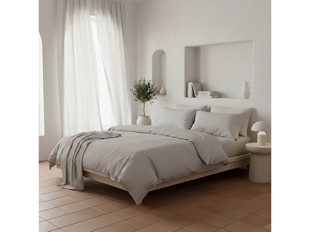 Funda nórdica gris 160x190/200 - 100% algodón orgánico premium