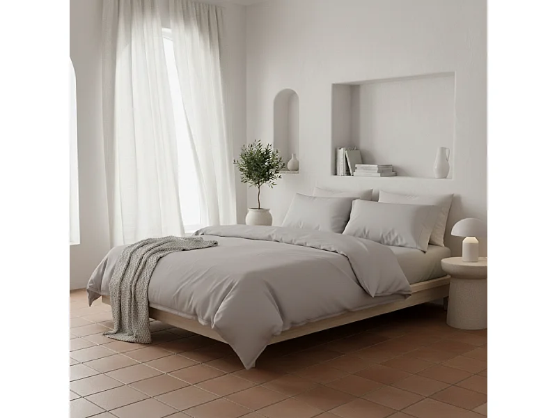 Funda nórdica gris 160x190/200 - 100% algodón orgánico premium