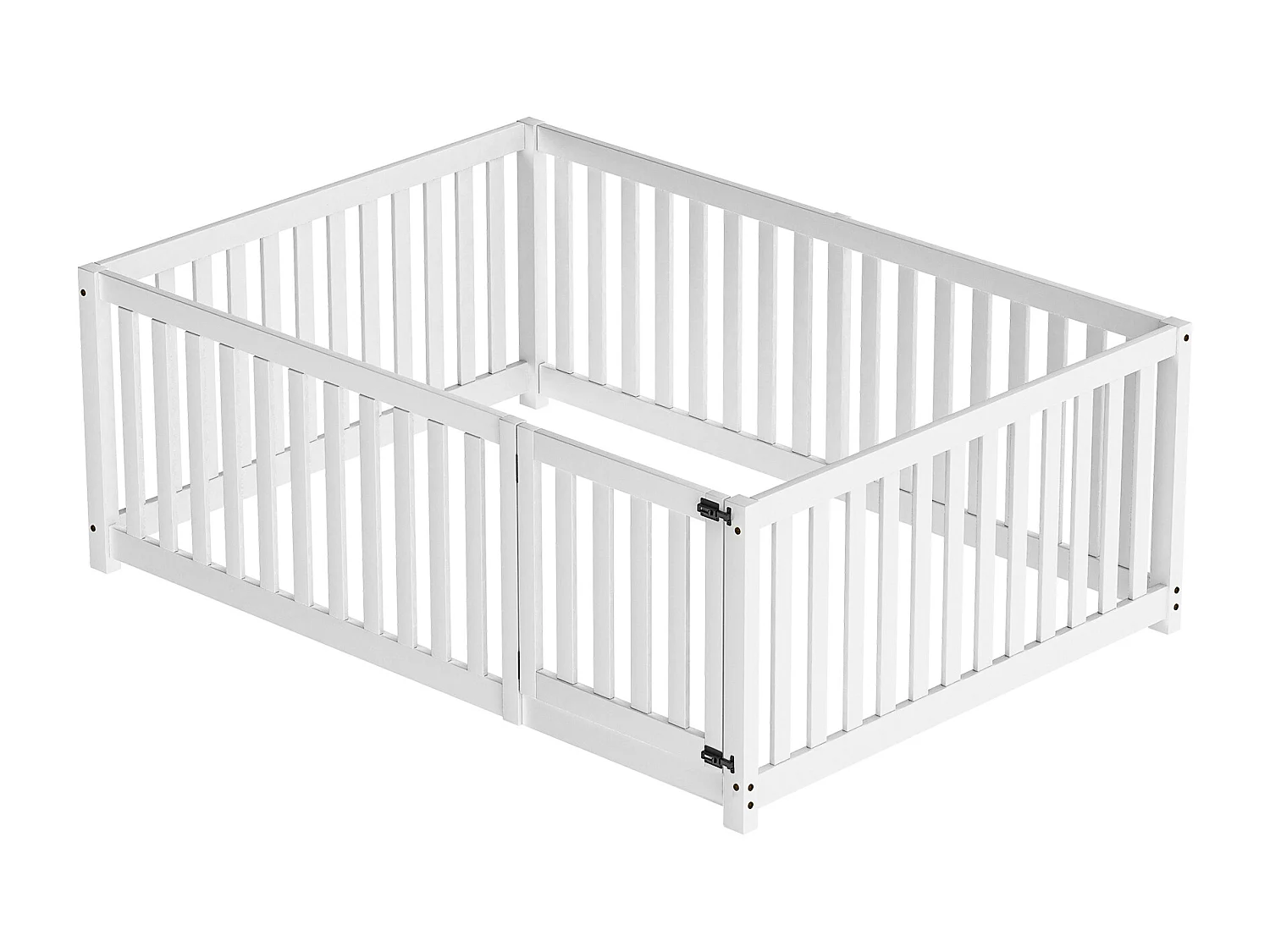Cadre de lit pour enfant - 140 x 200 cm - avec barrière et porte - bois - blanc