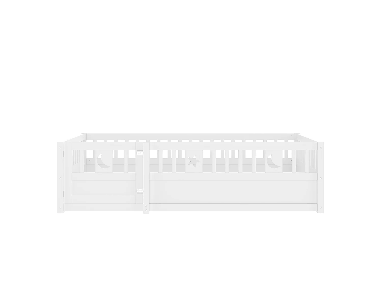 Children's bed frame - 90 x 190 cm - with side rail and door - without slatted base - wood - white
