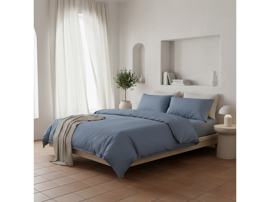 Funda nórdica azul marino 105x190/200 - 100% algodón orgánico premium