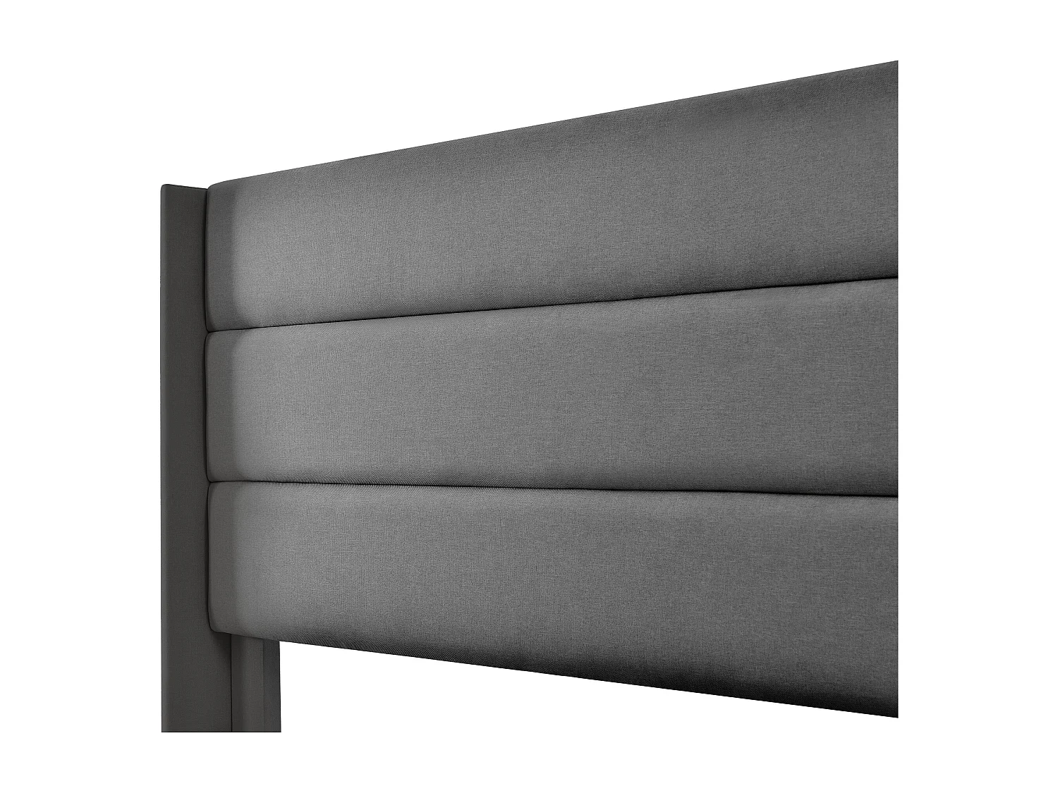 Lit capitonné coffre - 180 x 200 cm - avec tête de lit + sommier à lattes + rangement hydraulique - lin - gris