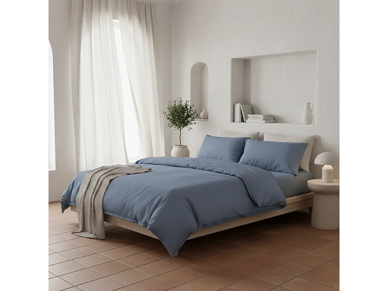 Funda nórdica azul marino 150x190/200 - 100% algodón orgánico premium