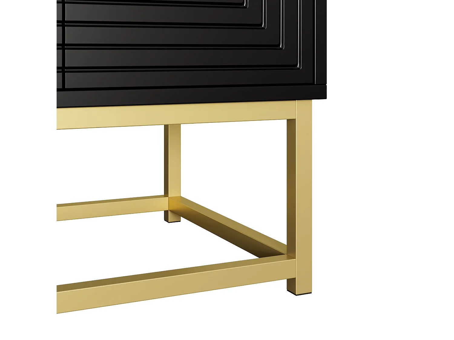 Modern buffet 160x38x75,5 cm - 6 deuren - Grote opbergruimte - Deeltjesplaten - Zwart + goud