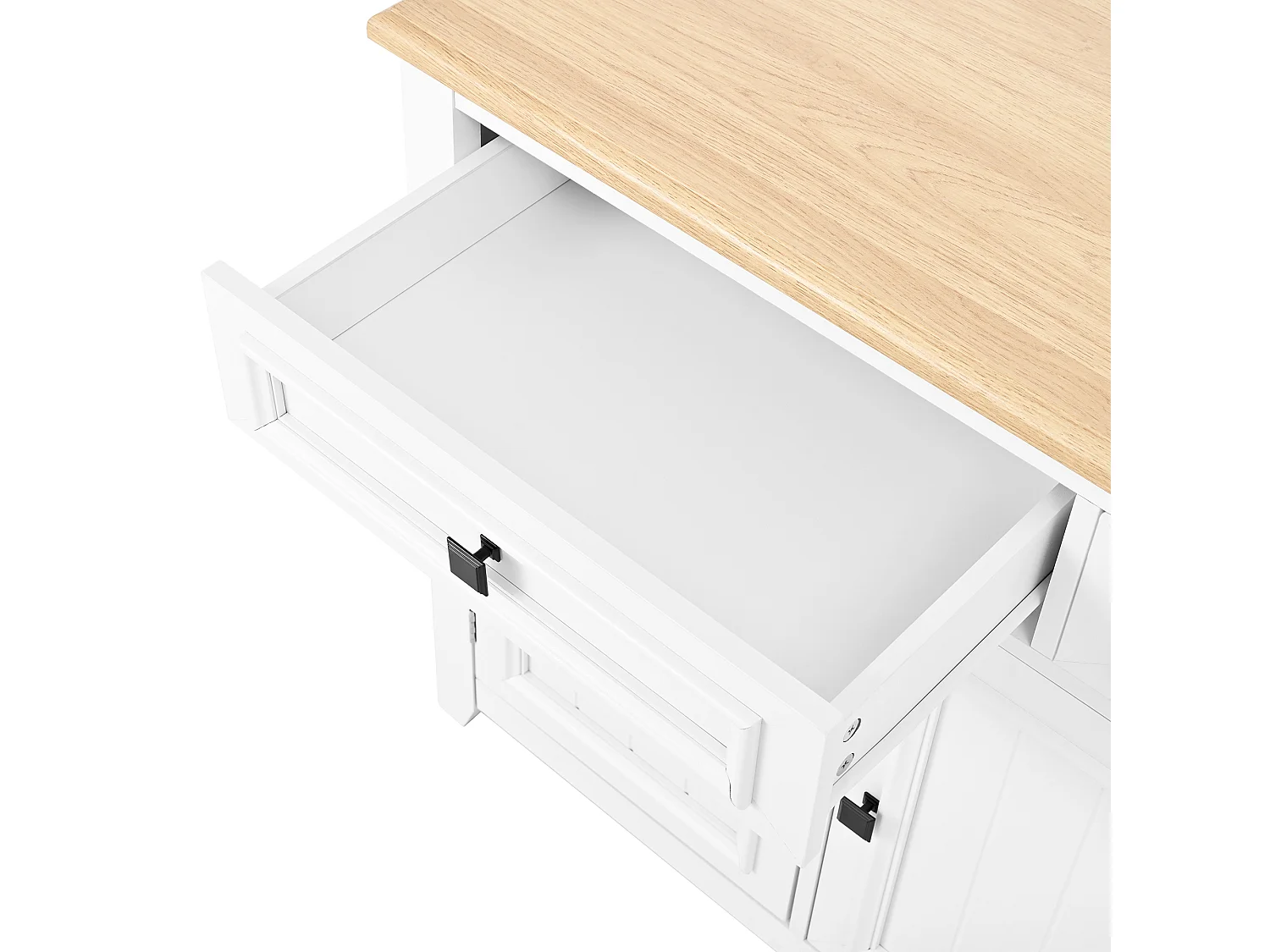 Buffet moderne 160x35x76 cm - 3 tiroirs et 4 portes - Étagères réglables - MDF - Blanc