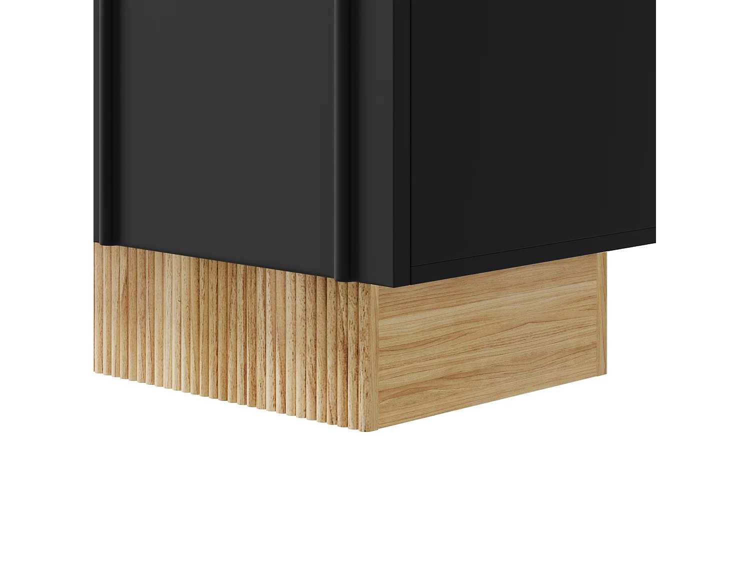 Buffet moderno 160x38x75 cm - 4 puertas - Diseño en relieve - Paneles de partículas - Negro + natural