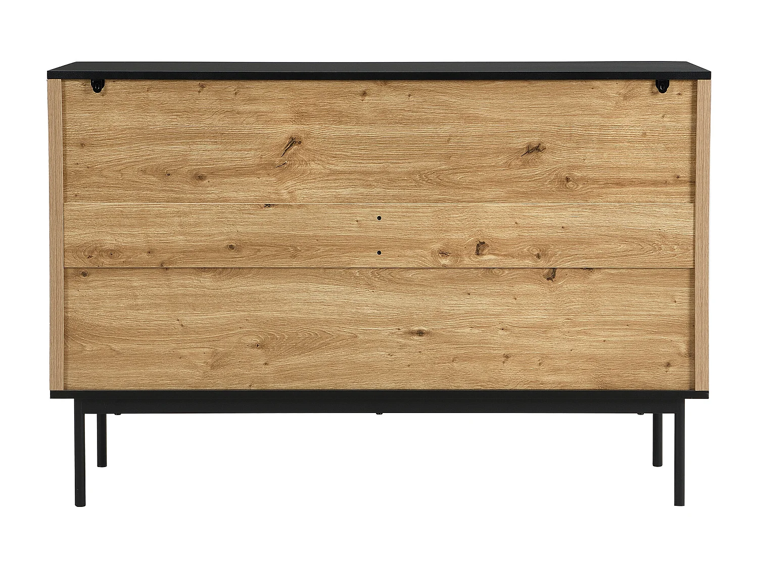 Modernes Sideboard 120x39,5x80 cm - 8 Schubladen - Holzoptik - MDF - Natur und schwarz