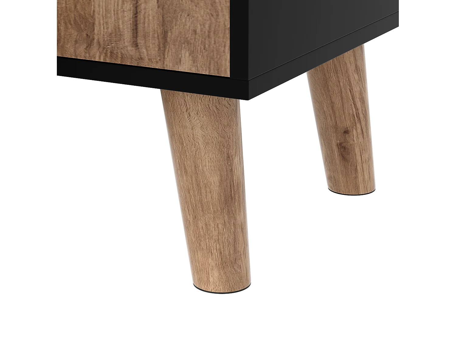 Meuble à chaussures 80x35x113 cm - avec chaise pivotante - 4 portes - Pieds en bois massif - Noir + naturel