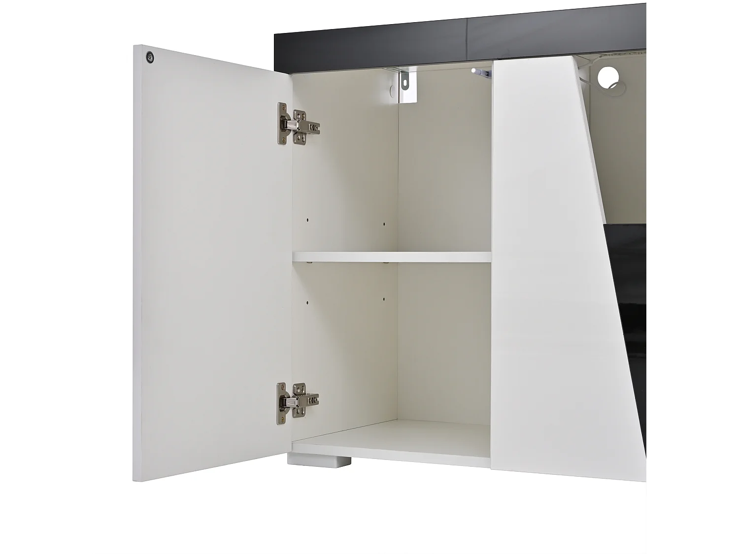 Buffet 140x40x65 cm - met 4 deuren - met LED-verlichting - Deeltjesplaten - Wit + Zwart