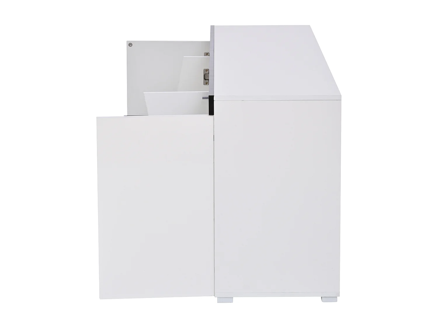 Sideboard 140x40x65 cm - mit 4 Türen - mit LED-Beleuchtung - Spanplatten - Weiß + Schwarz