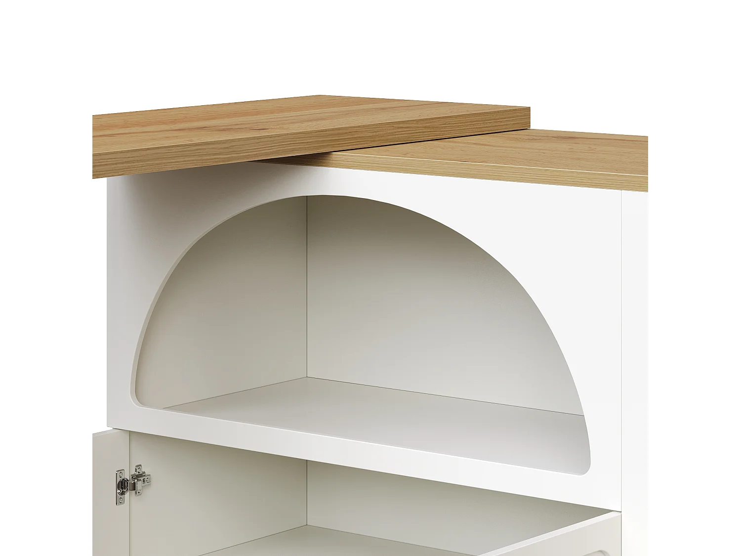 Uitschuifbare keukenbar - met 360° draaifunctie - 205x39x100cm - 2 deuren - met zijplanken - Wit