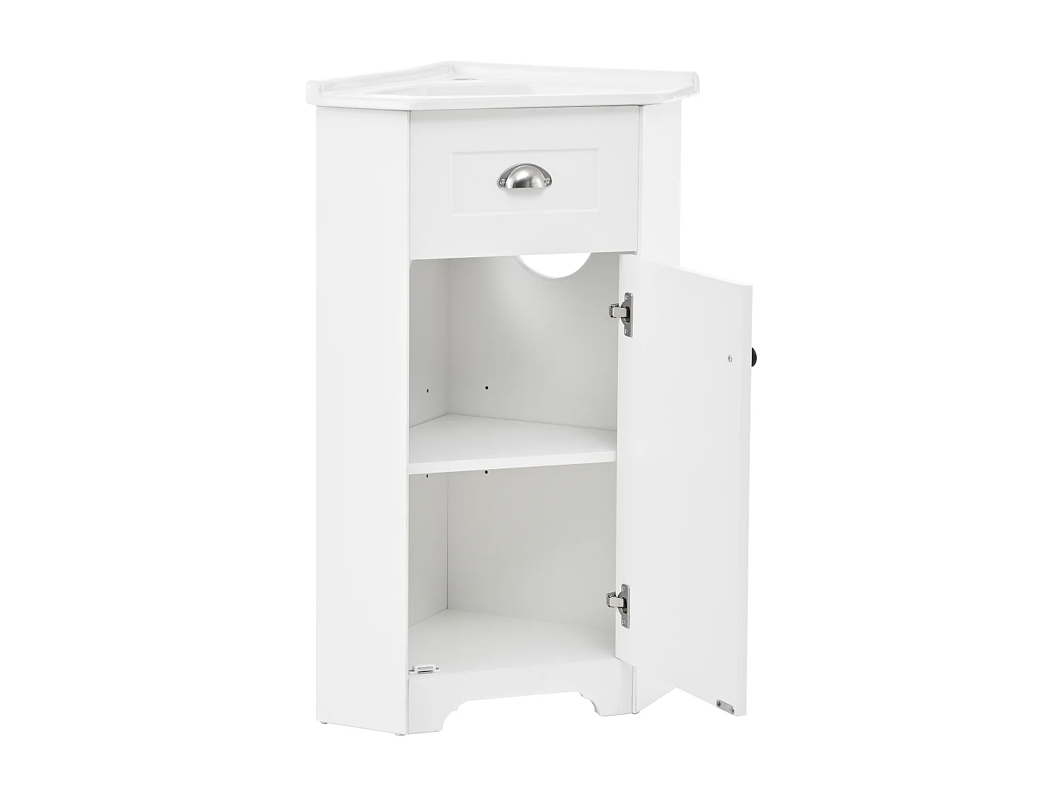 Meuble de salle de bain - avec une vasque en céramique - avec 1 porte - Blanc (robinet non inclus)