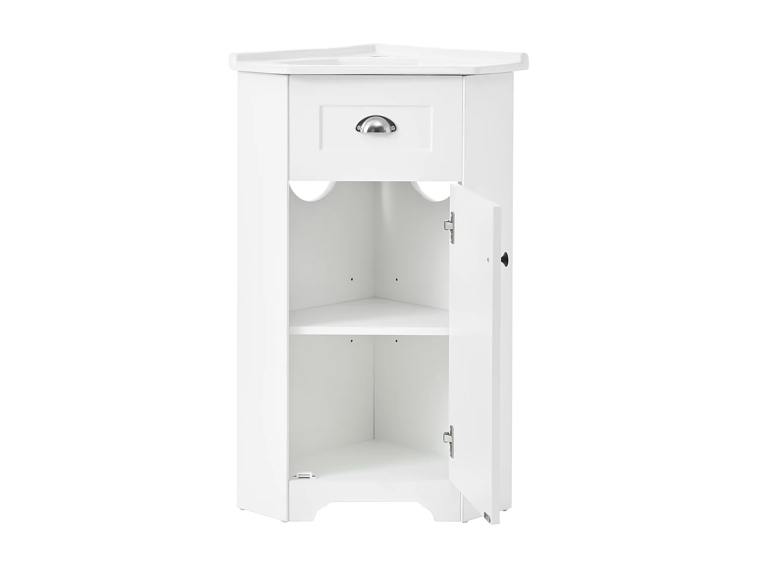 Meuble de salle de bain - avec une vasque en céramique - avec 1 porte - Blanc (robinet non inclus)